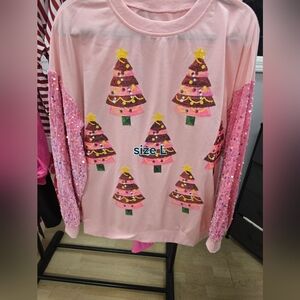 Pink Sequin Christmas Tree Sweater